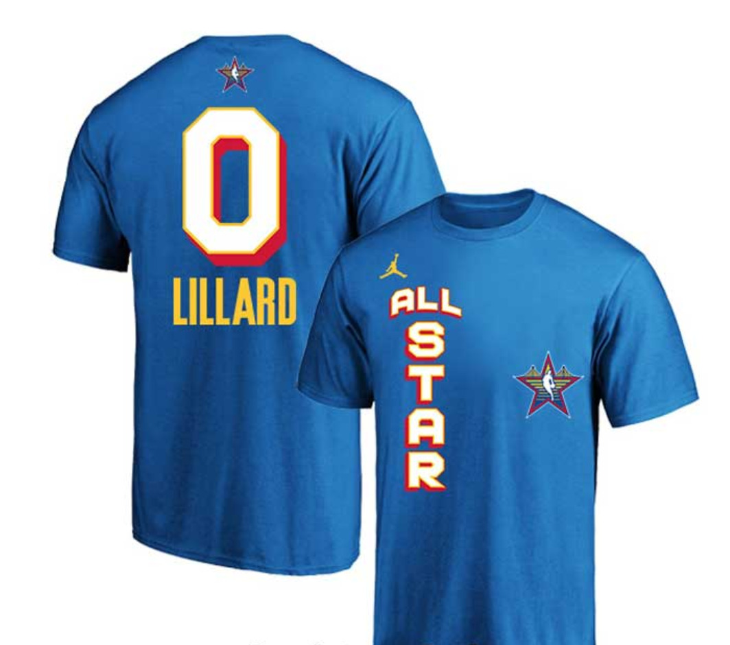 Men 2025 NBA all Star #0 Lillard blue T Shirt